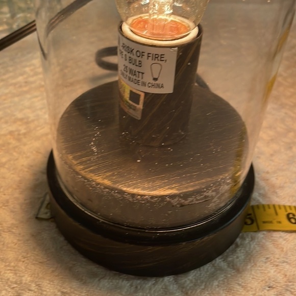 Glass Cylinder Round Wood Base Lamp Adhesive Bottom - Picture 5 of 8